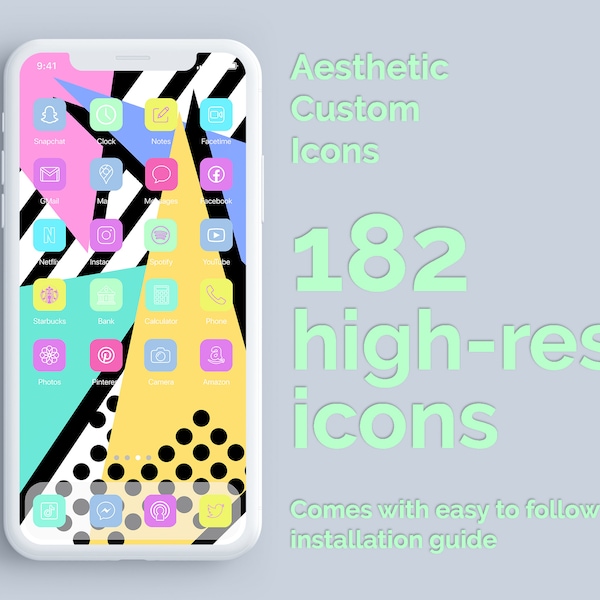 90s Baby Retro | 182 Aesthetic Custom App icons pack | iPhone iOS 14 | Free updates | Minimal App Covers iOS Icon Pack | App Shortcuts