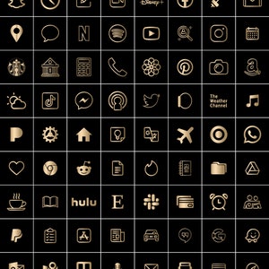 Black and Gold 300 Aesthetic Custom App Icons Pack iPhone Ios 14 Free ...