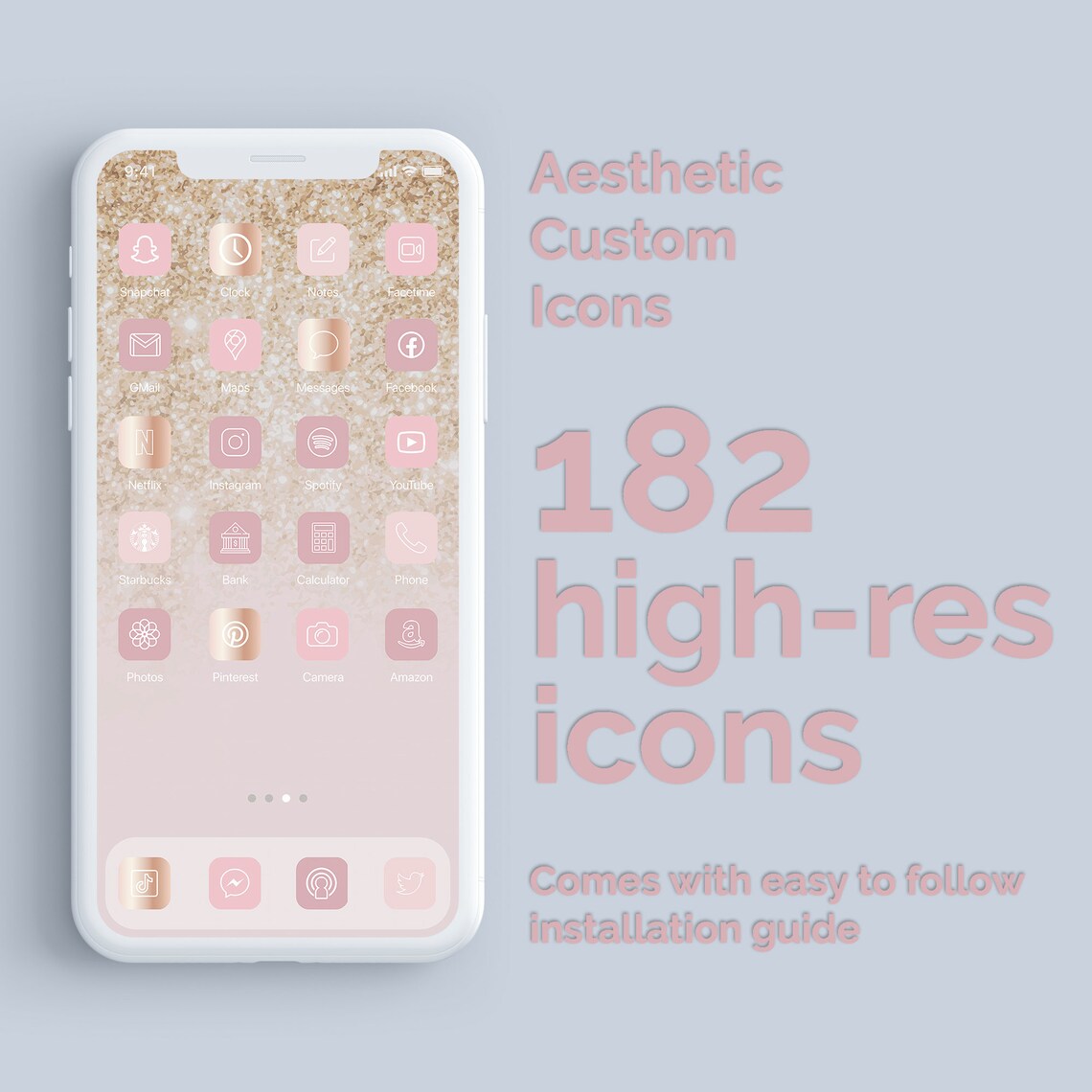 Pink and Rose Gold Aesthetic 182 Iphone Ios 14 Themed App Etsy