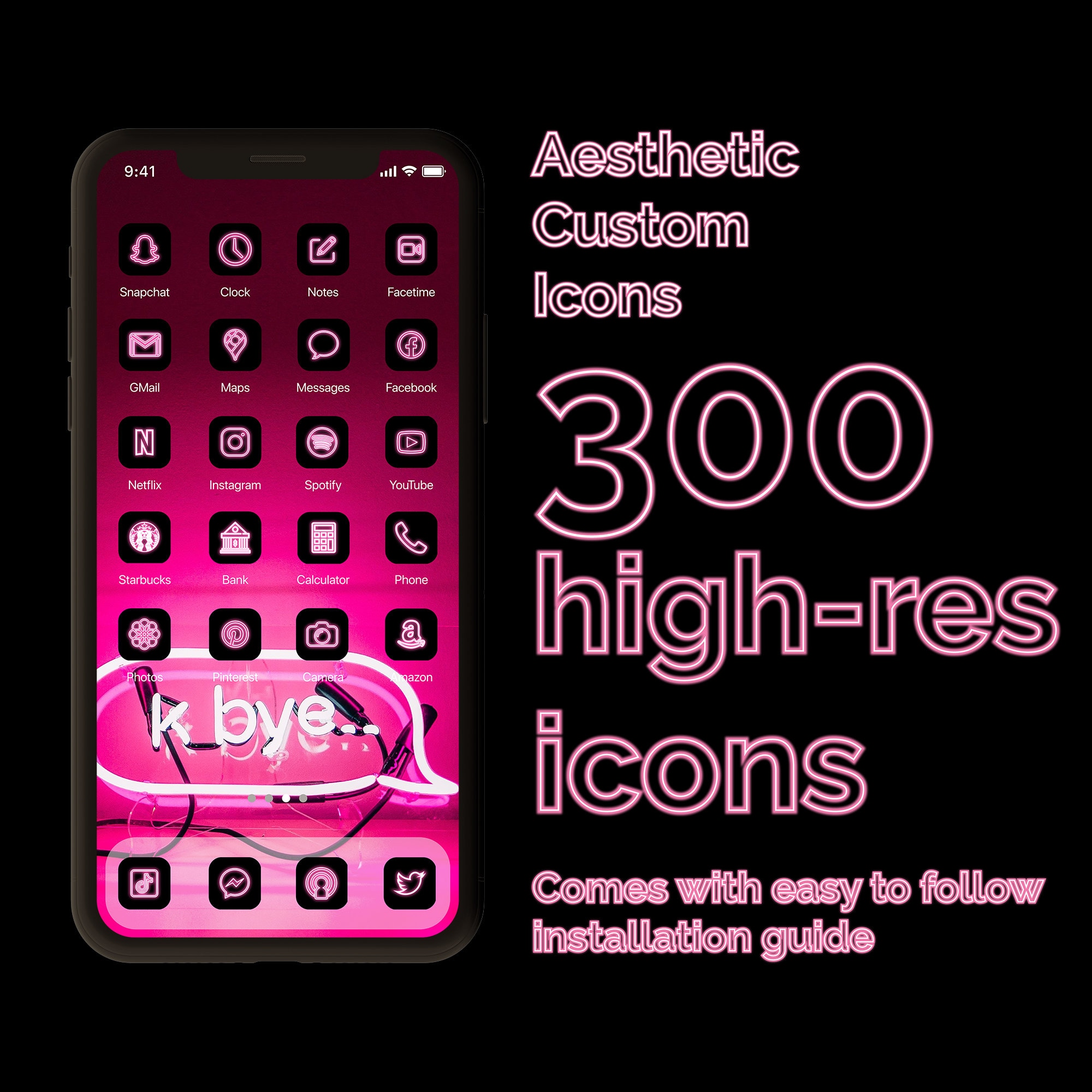 Pink Neon App Icons