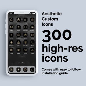 Black and Gold  | 300 Aesthetic Custom App icons pack | iPhone iOS 14 | Free updates | Minimal App Covers iOS Icon Pack | App Shortcuts