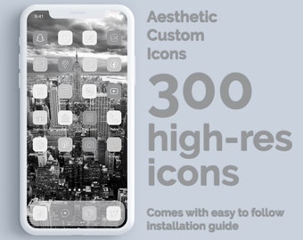 Shades of Gray Aesthetic | 300 Aesthetic Custom Themed App icons pack | iPhone iOS 14 | Minimal Lifestyle App Covers | Grayscale | Newsprint