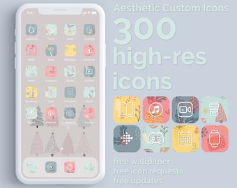 Christmas Cutie | 300 Aesthetic Custom App icons pack | iPhone iOS 14 | Free updates | Minimal App Covers | Christmas App Icons | Cute Icons