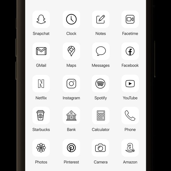 White And Black 300 Aesthetic Custom App Icons Pack Iphone Etsy Ireland