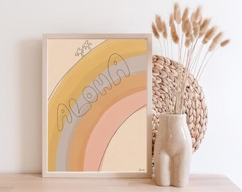 Printable Hawaii Wall Art Digital Print Neutral Wall Art Abstract Art Print Boho Decor Instant Download Minimalist Print Modern Art Rainbow