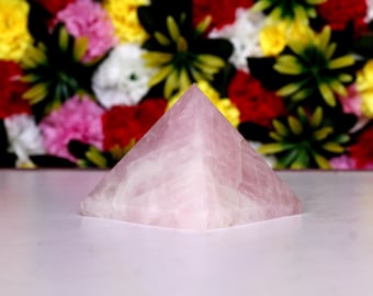 Rose Quartz Pyramid /Pink Pyramid/Rose Crystal Pyramid/Healing Crystal/Meditation/Reiki/Chakra/ Gift for her / Home Office decor