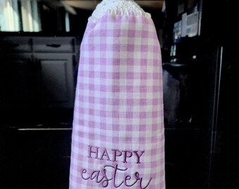 Toalla de cocina colgante de ganchillo: decoración bordada de Pascua
