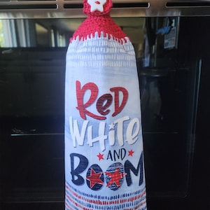 Crochet Hanging Kitchen Towel: July 4th USA Home Decor