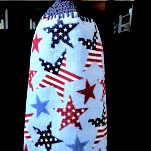Gehaakte hangende keukenhanddoek: 4 juli Stars & Stripes