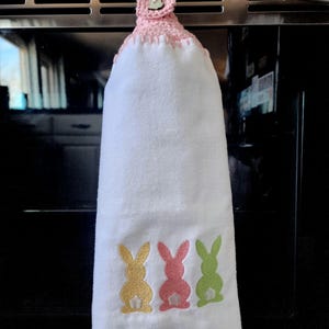 Crochet Hanging Kitchen Towel: Easter Bunny Decor
