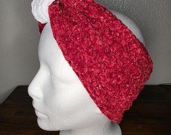 Bandeau au crochet pour femme, cache-oreilles de Noël