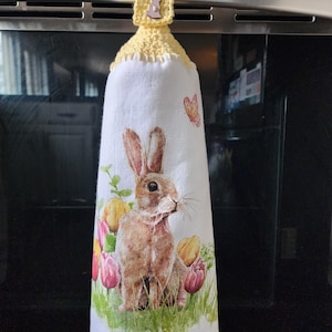 Easter Bunny Hanging Kitchen Towel: Crochet Topper
