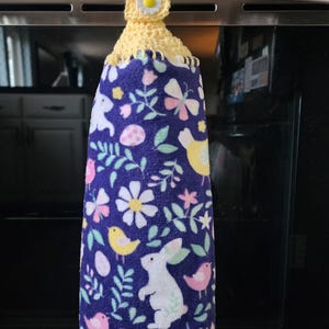Crochet Hanging Kitchen Towel: Easter Bunny Cotton Topper