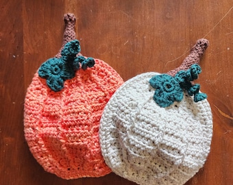 Salvamanteles de calabaza de crochet hechos a mano: salvamanteles decorativos de otoño (juego de 2)