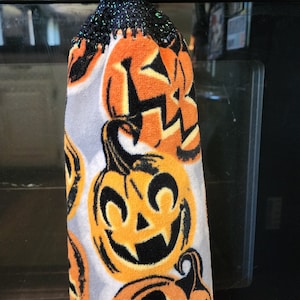 Hanging Kitchen Towel, Crochet Towel Topper, Halloween