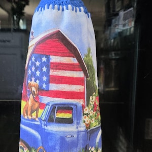 Crochet Hanging Kitchen Towel: Patriotic USA Barn