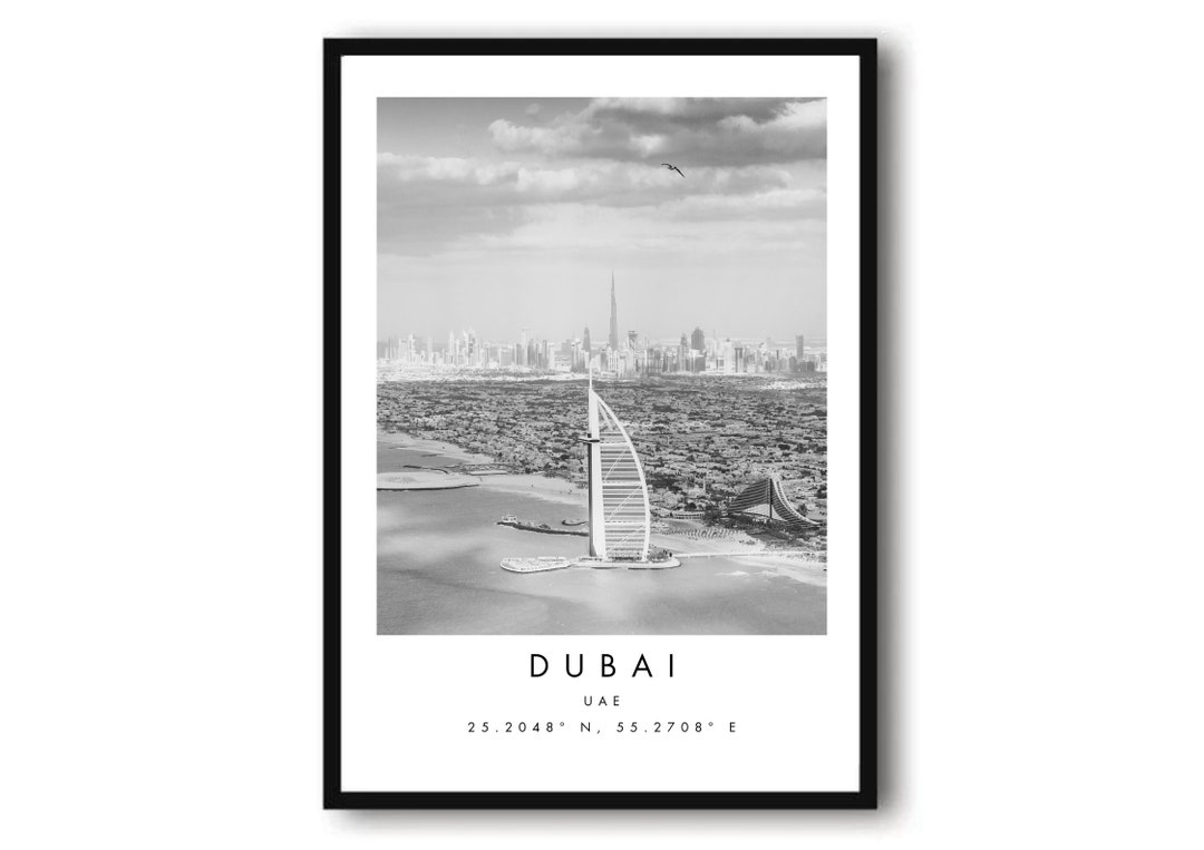 Dubai Travel Print Duba Poster Unique Wall Art Decor Black Etsy