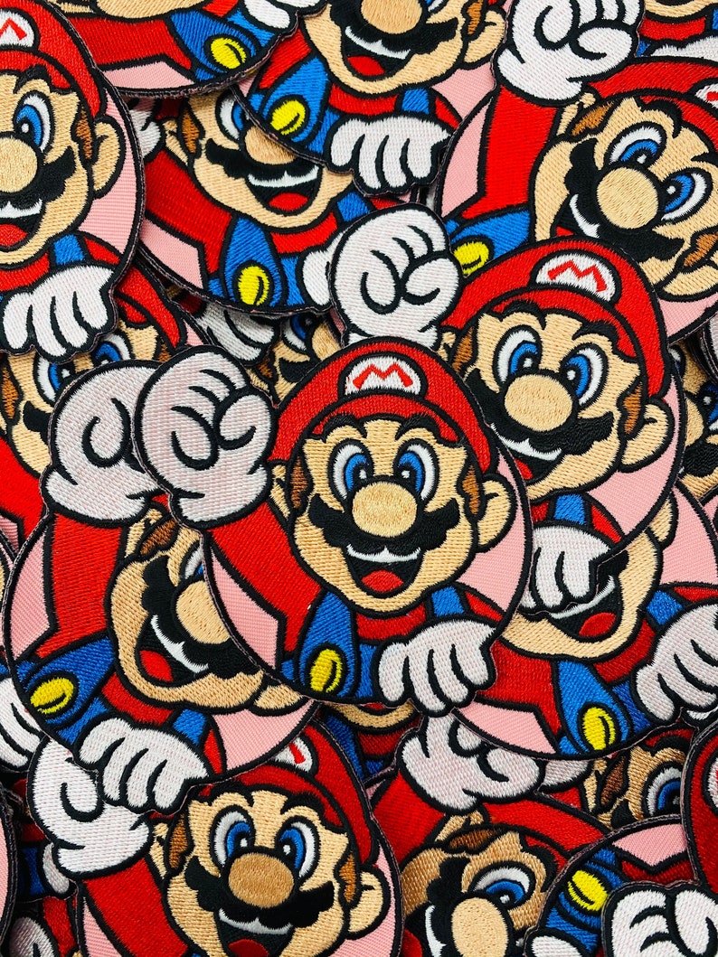 Retro Patch Jean Jacket On Patch Patches Mario Face Emblem Custom Embroidered Sew /& Iron Vintage Patch 90 Kids Patches Custom Patch