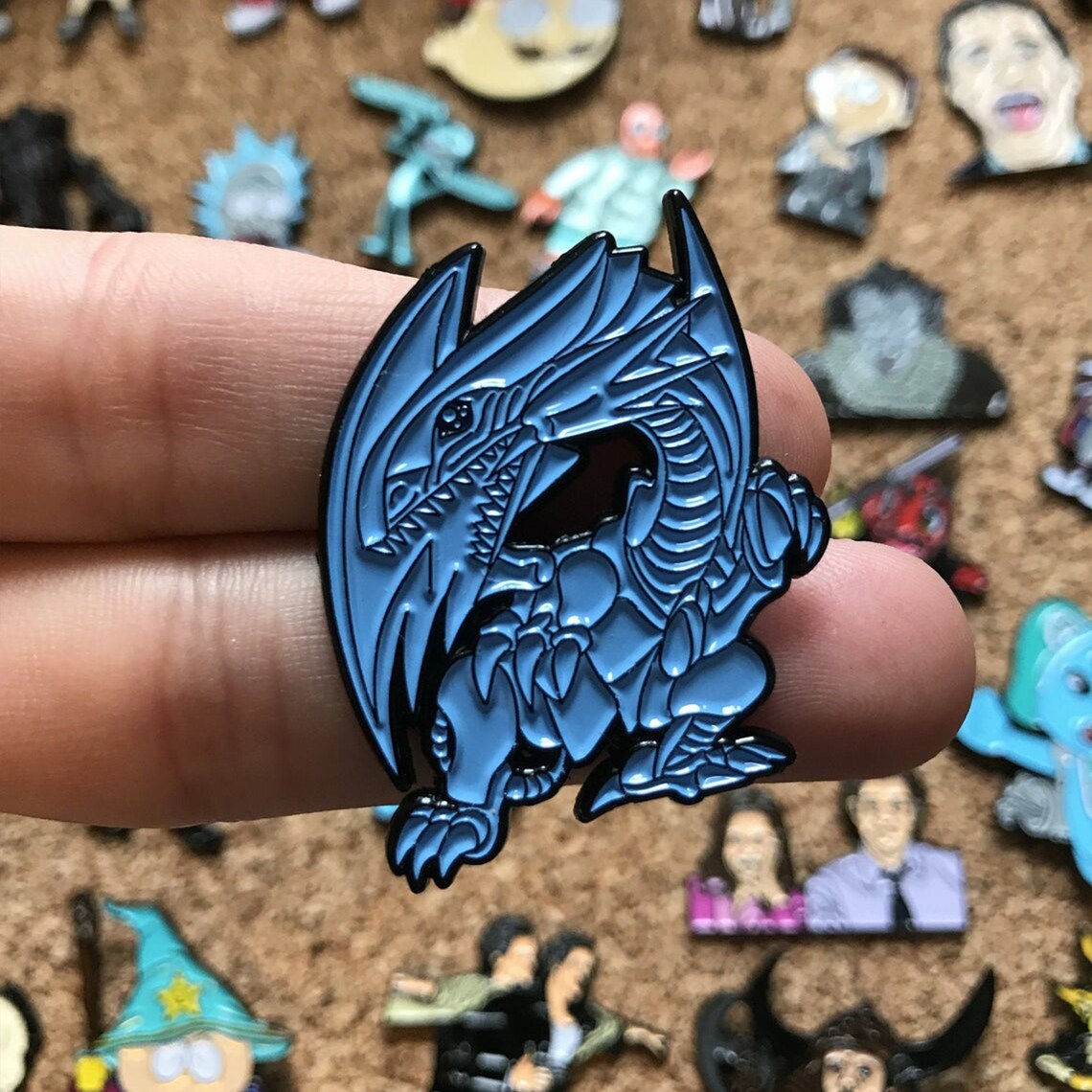 Blue Eyes White Dragon Yu Gi Oh Custom Enamel Pin Pin Badges Etsy