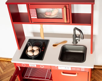 Red ikea duktig sticker set - dishwasher, oven and microwave, ikea duktig microwave sticker, ikea duktig dishwasher, red duktig sticker set