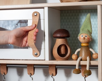 ikea duktig play kitchen cork handles, ikea duktig makeover, ikea duktig handles, duktig play kitchen handles, cork pulls for ikea duktig