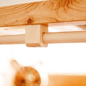 Suporte de varão de cortina de madeira para cama Ikea Kura, varão para Kura, varão de madeira para Kura, adaptação para cama Ikea Kura