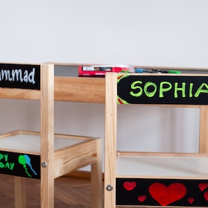 Chalkboard stickers for ikea latt chairs, ikea latt table chalkboard decal, personalise ikea latt chairs, personalised sticker for ikea latt