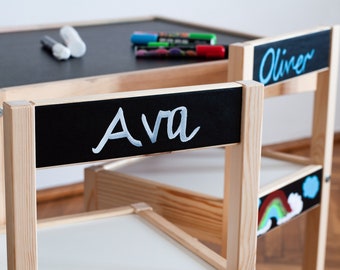 Chalkboard labels for ikea latt chairs, ikea latt table chalkboard sticker, personalize ikea latt chairs, personalized sticker for ikea latt