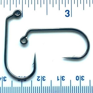 100 or 1000 Gerry&#39;s Tackle 32824 2X Strength Black Nickel 60 Degree Round Bend Jig Hooks - all sizes