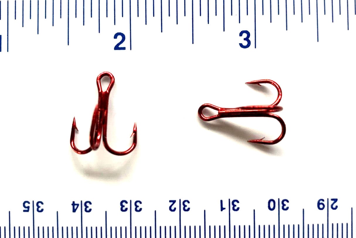 50 or 500 Gerry's Tackle 2X Strength Red Treble Fish Hooks 