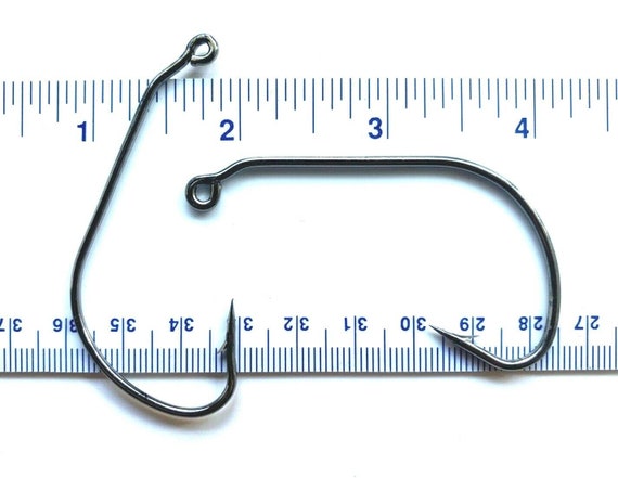 Gerry's Tackle GT 32886 2X Strength Black Nickel Jig Hooks - 30 Degree Round Bend, Size 3/0 (Pack Of 100)