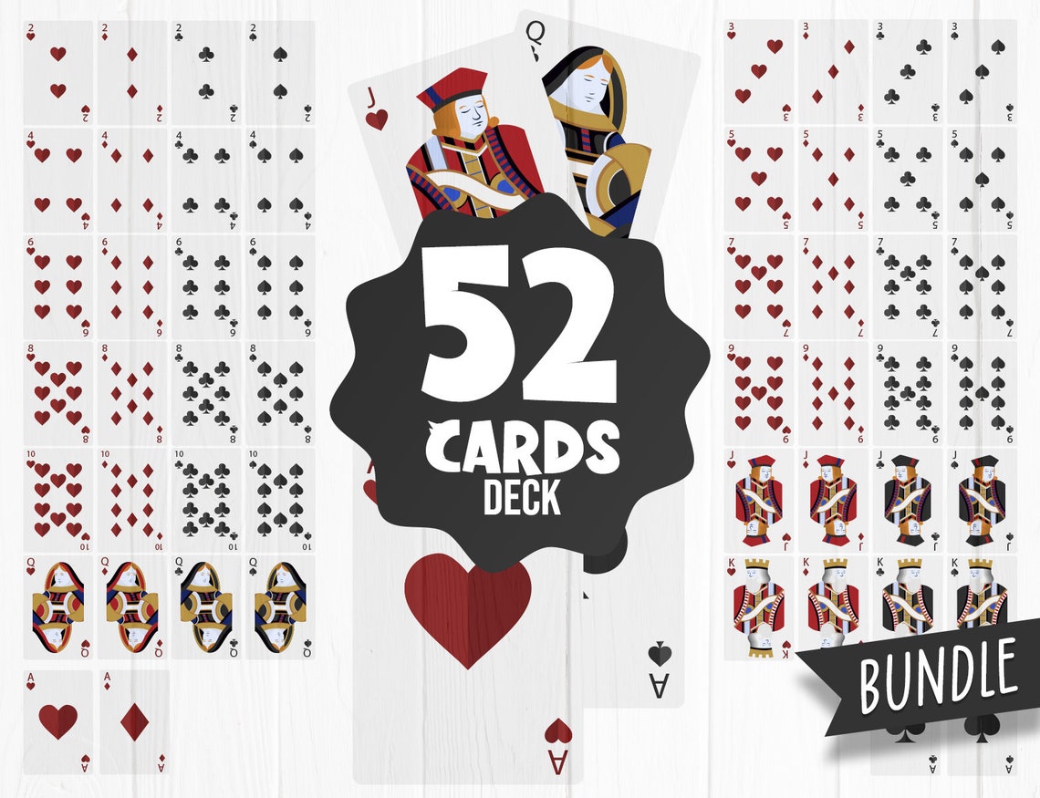52 Cards Deck Clipart Collection Cards Deck SVG Bundle | Etsy