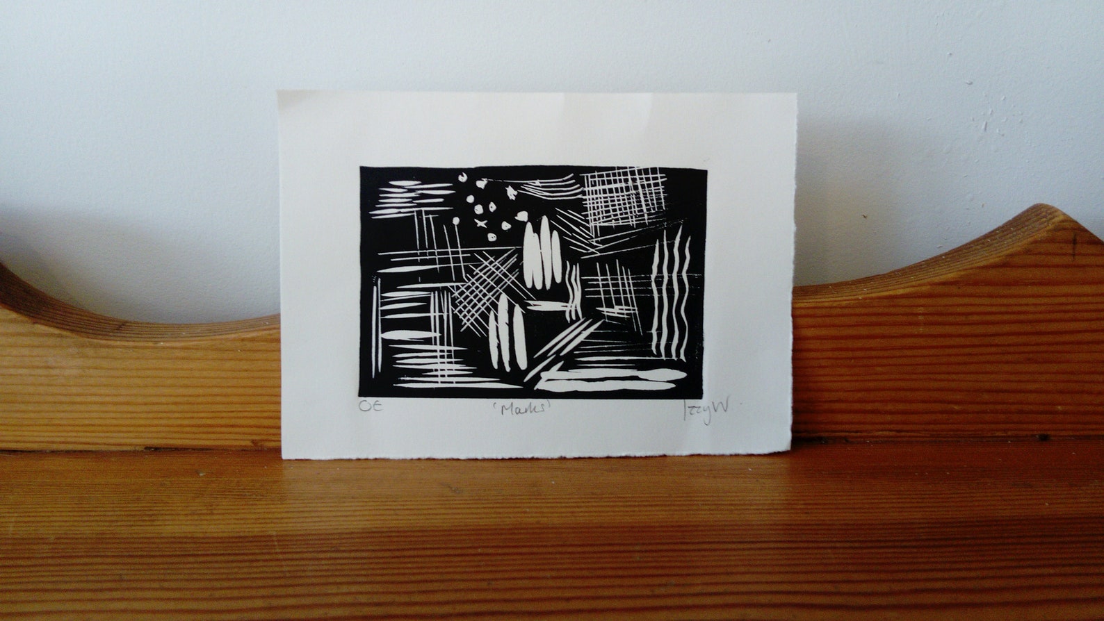 Original Linocut Print 'marks' mini Print, Abstract - Etsy