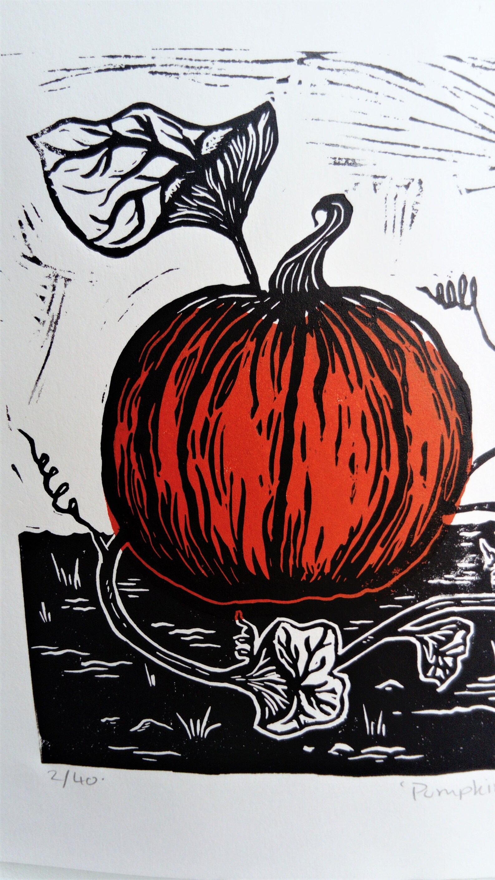 Impresión original de Linocut ‘Pumpkin patch’ | Etsy