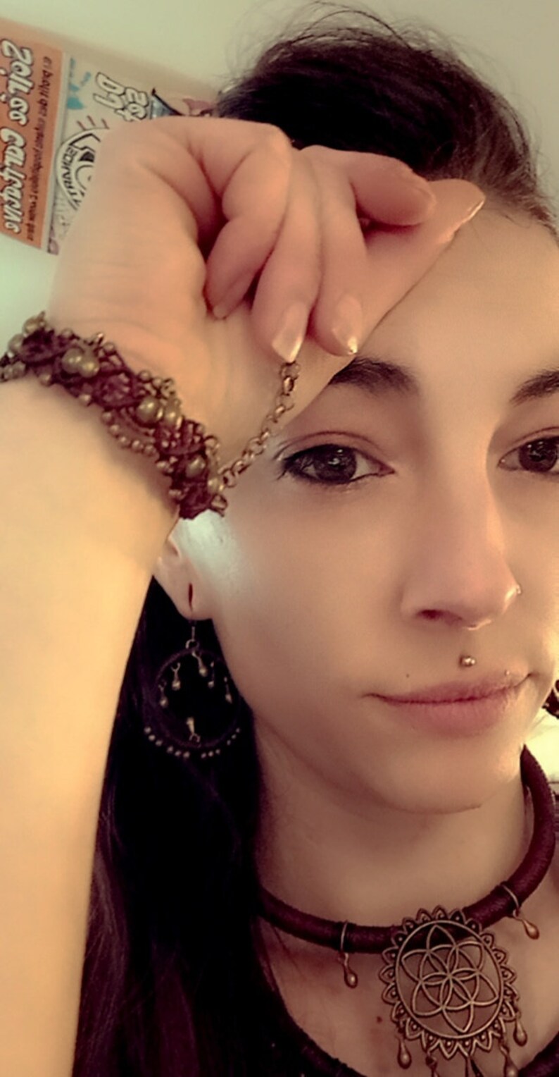 Mandala Collection Black cherry . Macram\u00e9 bracelet