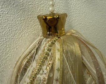 Adorno de borla de corona dorada, Shaker de cerámica, decoración colgante caprichosa