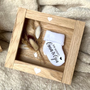 Announce pregnancy with baby sock - luxurious wooden box - personalized - announcement - you are going to be a grandma & grandpa