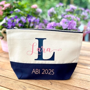 ABI 2025 Gift-Abitur Gift-Personalized Bag- Monogamous with Name- Toiletry Bag-Graduation Gift-Cash Gift for Abitur