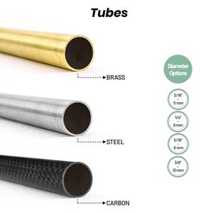 TUBES in Brass, Stainless Steel or Carbon fiber for Crafting Knife Handles and DIY Projects - Available in Various Sizes for Knife Scales