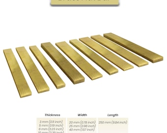 Barra plana de latón C360 - Cuchillos, manualidades, proyectos de bricolaje - Tamaños personalizados