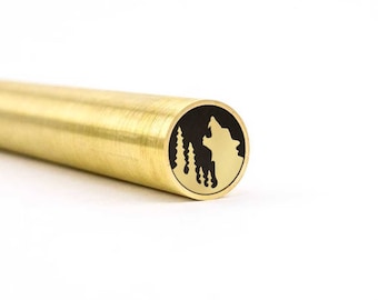Mosaic Knife Pin - HOWLING WOLF - 1/4in - 5/16in - 3/8in - Brass - Stainless Steel - Carbon Fiber - Epoxy - Knife Blank and Supplies