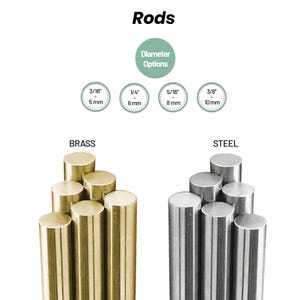 RODS in Brass or Stainless Steel for Crafting Knife Handles and DIY Projects - Available in Various Sizes for Knife Scales