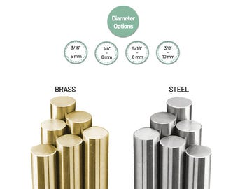 RODS in Brass or Stainless Steel for Crafting Knife Handles and DIY Projects - Available in Various Sizes for Knife Scales