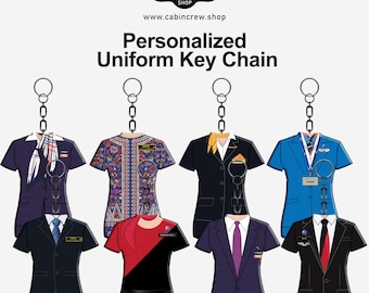 Personalized American Airlines Flight Attendant Keychain - Custom Cabin Crew Key Chain with Name