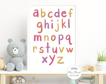 Alphabet Poster, ABC Wall Art, Alphabet Print Nursery, Nursery Wall Decor, Alphabet Printable