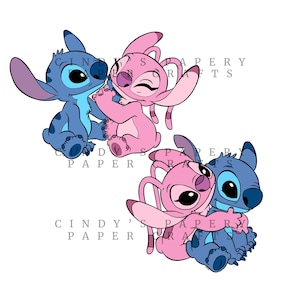 Stitch Love Angel PNG Files, Digital PNG, Transparent Background Images
