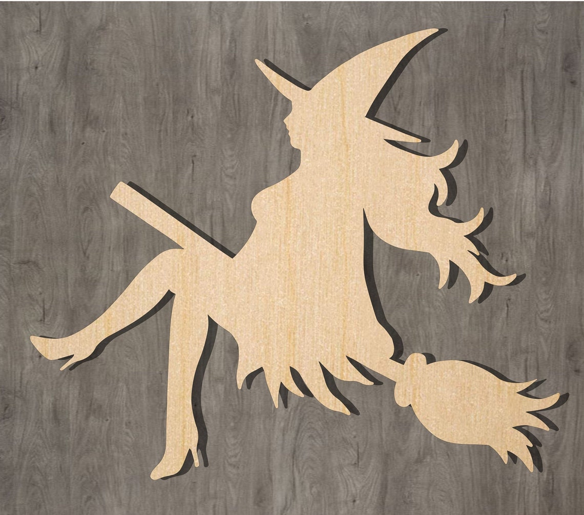 Witch Unfinished Wood Laser Cut Wood Cutout Halloween | Etsy