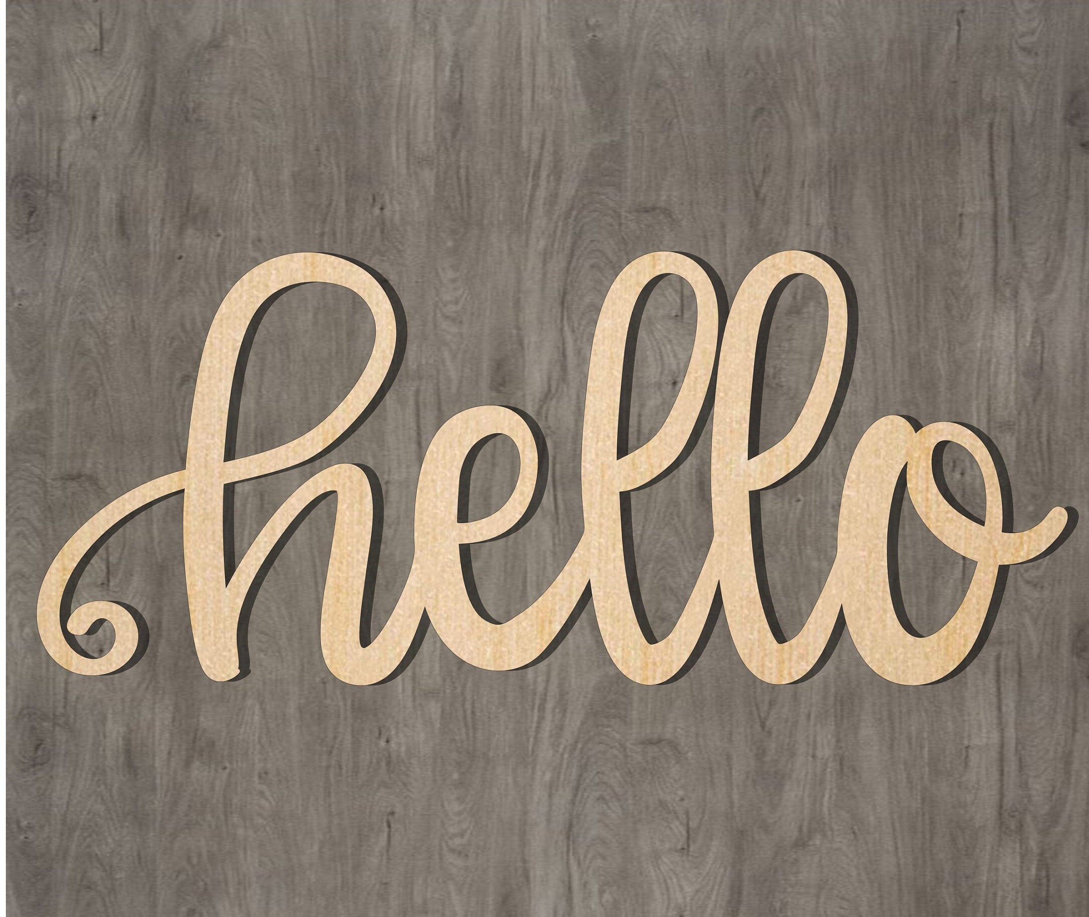 Hello Sign Cutouts Unfinished Wood Shape Craft Supply | Etsy