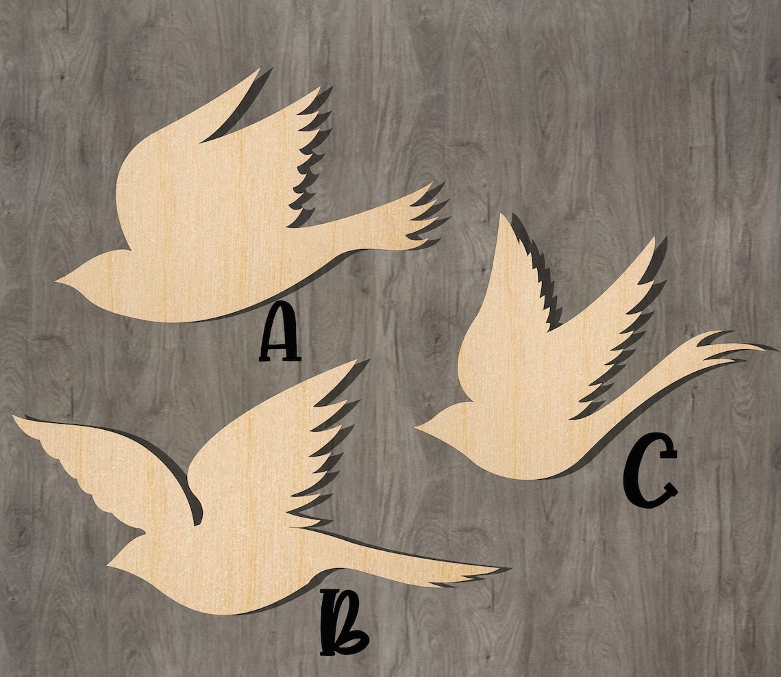 Bird Flying Cutout Unfinished Wood Shape Craft Supply Art Etsy