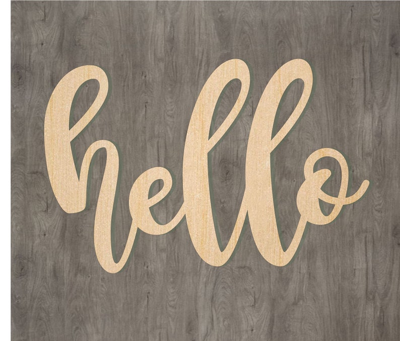 Hello Sign Cutouts Unfinished Wood Shape Craft Supply Hello | Etsy